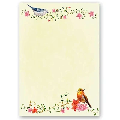Afbeelding van Motiefpapier briefpapier VOGELGETWITSCHER 20 vellen DIN A4 90g/m²