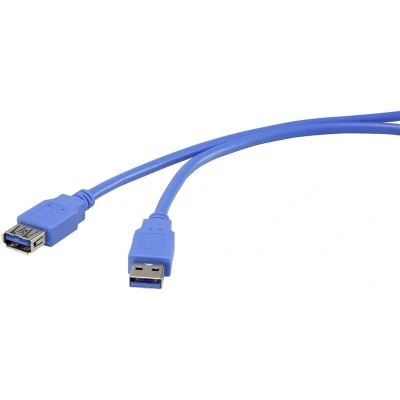 Afbeelding van Renkforce USB 3.2 Gen 1 (USB 3.0) Verlengkabel 1.00 m Blauw Vergulde steekcontacten [1x stekker A 1x bus 3.0)]