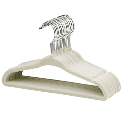 Afbeelding van Mangotree Kleerhangers voor pasgeborenen, met fluweel, 28 cm, kindermaat, 360 graden draaibaar, ultradun, antislip ontwerp, 15 stuks, crème wit