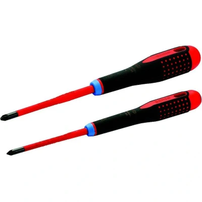 Afbeelding van Bahco Schroevendraaierset ERGO™ geïsoleerd VDE driecomponentengreep smal blad Pozidriv 2 delig BE 9894SL