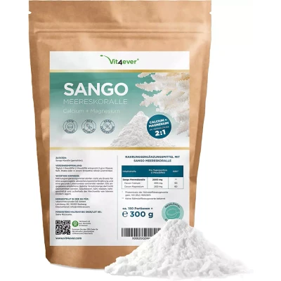 Afbeelding van Sango Zeekoraal Poeder 300 gr Natuurlijke bron van calcium (20%) &amp; magnesium (10%) in de lichaamseigen verhouding 2:1 Vit4ever