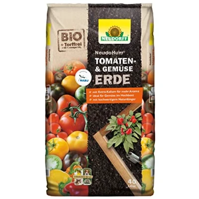 Afbeelding van Neudorff NeudoHum Tomaten en groenteaarde, turfvrije biologische aarde met extra kalium voor aromatische groenten in verhoogd bloembed bak, voorbemest, 40 liter
