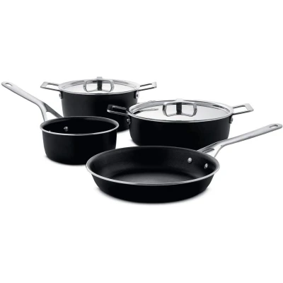 Afbeelding van Alessi Pannenset Pots&amp;Pans AJM100S6 A Zwart 4 Delig door Jasper Morrison