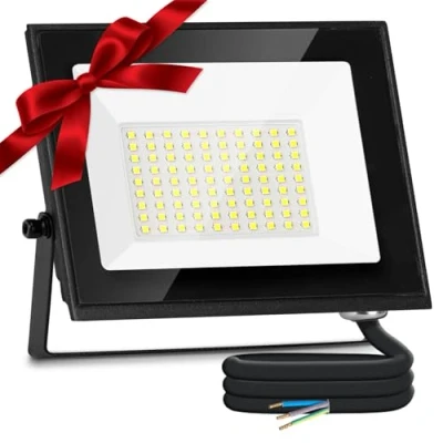 Afbeelding van Aigostar 10LH5 LED Schijnwerper 50W IP65 Waterdicht Buitenlamp 6500K Floodlight Bouwlamp Zwart