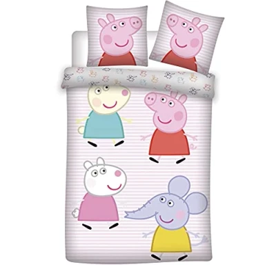 Afbeelding van Peppa Pig peuterdekbedovertrek George Emily en Suzy 100 x 135 cm Katoen