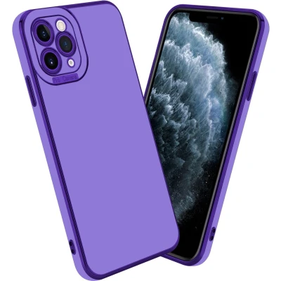 Afbeelding van Cadorabo Hoesje geschikt voor Apple iPhone 11 PRO in Glossy Paars Rose Goud Beschermhoes van flexibel TPU silicone Case Cover en met camerabescherming