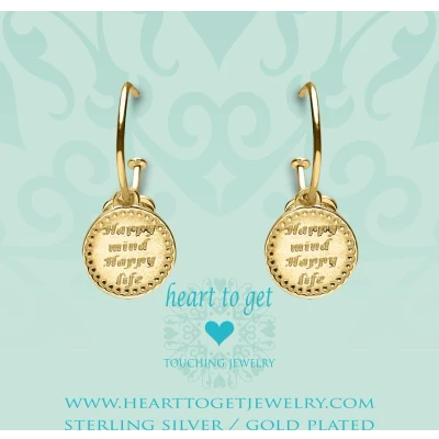Afbeelding van Heart to Get 925 Sterling Zilveren Goudkleurige Bohemian Coin Happy Mind Oorbellen Goud