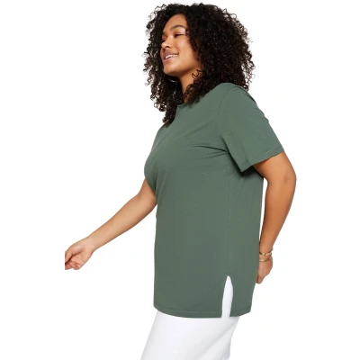 Afbeelding van Trendyol Wit Boyfriend Gebreid T Shirt Van 100% Katoen Met Ronde Hals En Split Tbbss22Bf0031