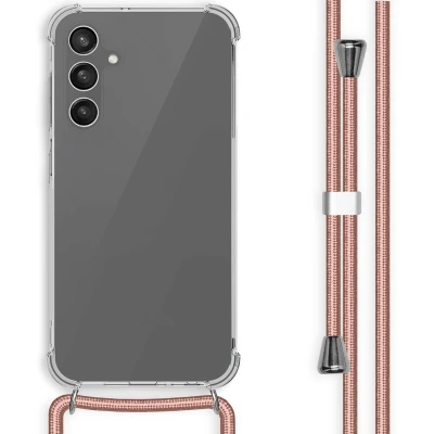 Afbeelding van Samsung Galaxy A25 Hoesje Kunststof iMoshion Backcover met koord/Koordhoesje/Hardcase Rosé goud Telefoonhoesje