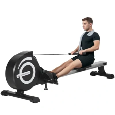 Afbeelding van HOMCOM Roeitoestel voor thuis, inklapbare roeimachine met 8 niveaus, magneetremsysteem, lcd display, full body training, aluminium, zwart
