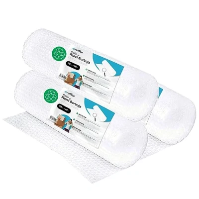 Afbeelding van m office Luchtkussenfolie, gerecyclede noppenfolie, noppenfolie voor verhuizingen, verpakkingen en dozen, verpakking, 50 cm x 10 m, 3 stuks
