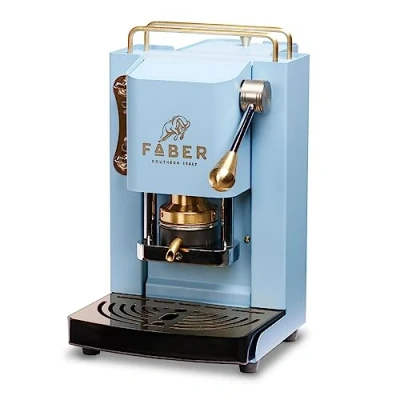 Afbeelding van FABER COFFEE MACHINES Model Pro Mini Deluxe Koffiepadmachine ESE 44 mm Verstelbare Padpers van messing (TURQUOISE)