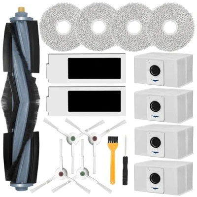 Afbeelding van Accessoires compatibel met ECOVACS Deebot T20 omni, Max, Pro robotstofzuiger. 4 zijborstels, schoonmaakdoeken, stofzakken, 2 filters, 1 hoofdborstel, schroevendraaier,
