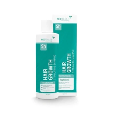 Afbeelding van Neofollics haargroei shampoo 250 ml tegen haaruitval, 90% rapporteerde een verbetering na 90 dagen, 80% ervaarde meer