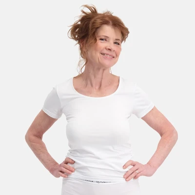 Afbeelding van Comfortabel &amp; Zijdezacht Bamboo Basics T shirts Kate (2 pack) Wit S