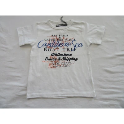 Afbeelding van dirkje , jongens t shirt korte mouw wit tekst caribbean sea 4 jaar 104