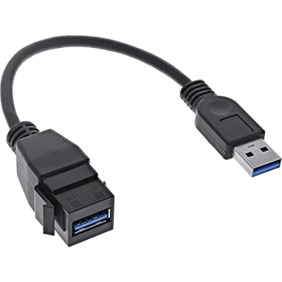 Afbeelding van InLine® USB 3.2 Gen1 adapterkabel, A stekker/Keystone aansluiting, 0,2 m