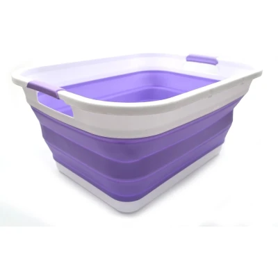 Afbeelding van 41L opvouwbare plastic wasmand pop up opslagcontainer/organizer draagbare wasbak ruimtebesparende mand/mand (Lt. Paars)