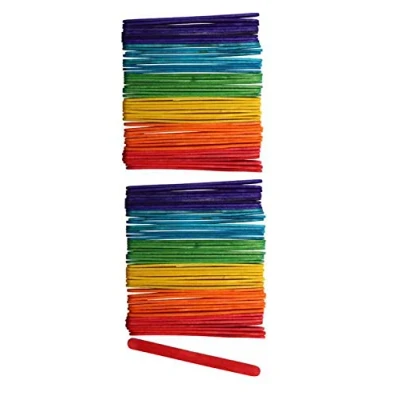 Afbeelding van Glorex 6 2200 681 knutselhout van kleurrijk gelakt berkenhout, in de vorm ijsstokjes, ca. 11,4 cm lang met afgeronde uiteinden, 100 stuks, veelzijdig inzetbaar bij het knutselen, 11