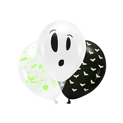 Afbeelding van Set van 3x stuks Halloween Glow in the dark blacklight ballonnen met print 30 cm feestversiering/decoratie