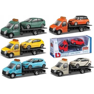 Afbeelding van Bburago 18/31403 Metalen straatvuur schaal 1:43 Officiële VW Polo Gti met vrachtwagen