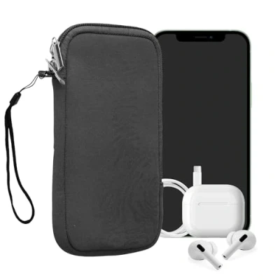 Afbeelding van kwmobile telefoontasje universeel geschikt voor XXL 7&quot; smartphones 17,7 x 8,5 cm Hoesje met rits en polslusje In grijs
