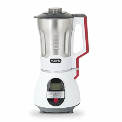 Afbeelding van H.Koenig Soep Maker Blender MXC36, 1.7L, Roestvrijstalen Kom, Blender, 2 Diverse Kookprogramma&#039;s Soep/Crushijs, Creme, 3 Pulssnelheden, Krachtig 900W, Verwarmt tot 100C, Wit