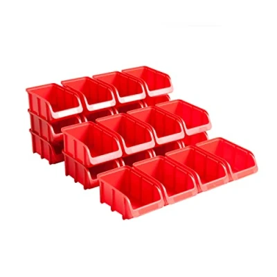Afbeelding van 24 x Hünersdorff zichtbox stapelbox opslagbox in maat 2, van polystyreen, hoge vormstabiliteit en belastbaarheid, kleur: rood