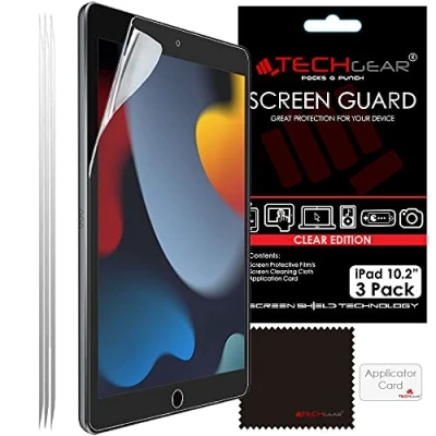 Afbeelding van TECHGEAR Set van 3 Screen Protector voor iPad 10.2&quot; 2021 2020/2019, CLEAR Guard Covers Compatibel met nieuwe Apple 9e/8e/7e Generatie 2021, 2020, 2019