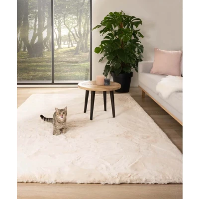 Afbeelding van Zacht Hoogpolig Vloerkleed Comfy Plus Crème 80x150 Cm