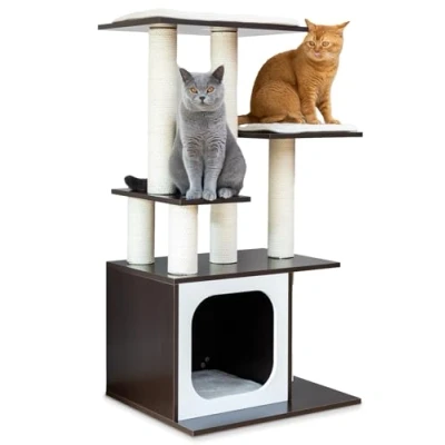 Afbeelding van Cellavi Krabpaal Geschikt voor Grote en Zware Katten Sisal Touw Hout 112.5x80x50 cm Bruin