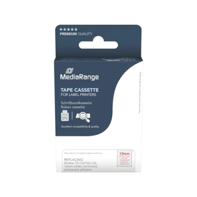 Afbeelding van MediaRange Plastic tape cassette, voor/vervangt Brother TZ 132/TZe 132, permanent hechtend, 12mm, 8m, gelamineerd, rood op transparant