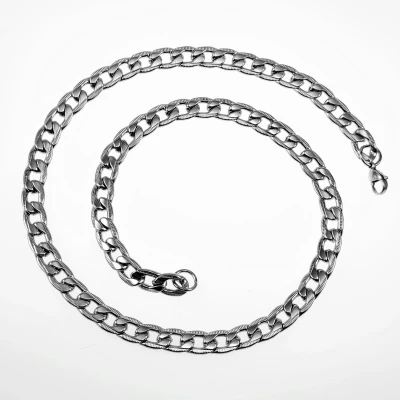 Afbeelding van 60cm x 9mm Gedetailleerde Ketting Heren RVS Zilverkleur Cubaanse Schakelketting