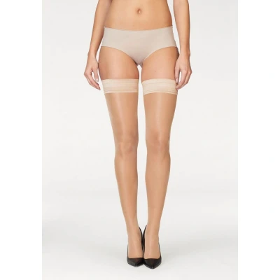 Afbeelding van Lascana Halterlos O SPIT Overknee kousen, Dames, Maat: 36/38, Puder