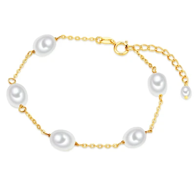 Afbeelding van Valero Pearls SÜSSWASSER ZU Armband, Dames, Maat: One Size, Gelbgold