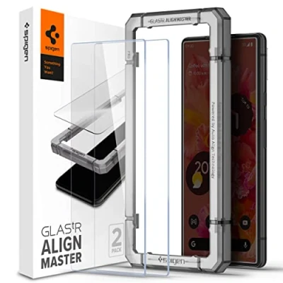 Afbeelding van Spigen AlignMaster Screenprotector compatibel met Google Pixel 6, 2 Stuks, Frame voor eenvoudige installatie, Kristalhelder, Responsieve Aanraking, 9H Gehard Glas