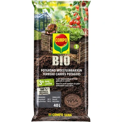 Afbeelding van COMPO Bio Potgrond Moestuinbakken 100% natuurlijk ook voor gebruik in serres een rijke oogst zak 40 L