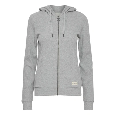 Afbeelding van Oxmo Oxlova Sweater met rits, Dames, Maat: Large, Light grey melange