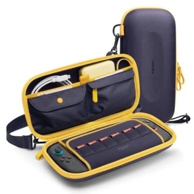 Afbeelding van Spigen Nano Pop Pro Beschermhoes Compatibel met Nintendo Switch 2 2025 Harde Draagtas Opbergruimte voor Gamecard en Accessoires Blueberry Navy