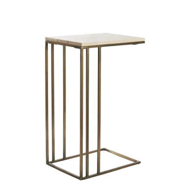 Afbeelding van Light &amp; Living Roshan bijzettafel 41x31x66 cm travertin zand/antiek brons Metaal