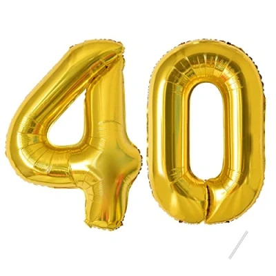 Afbeelding van Partyhausy Ballonnen verjaardag 40 jaar inch verjaardagsdecoratie voor jongens en meisjes goud opblaasbare bal van goudfolie