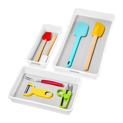 Afbeelding van madesmart KLASSIEKE vuilnisbak met 3 lades wit COLLECTIE Multifunctionele opslag Zachte voering en antislip rubberen voetjes Duurzaam BPA vrij