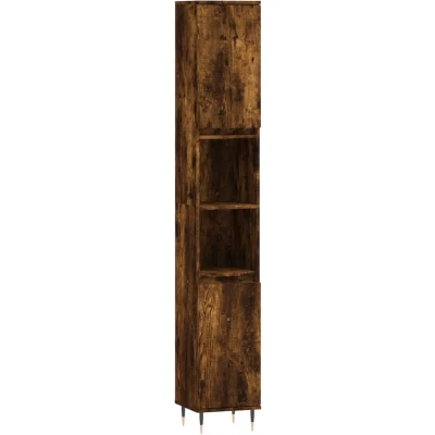 Afbeelding van vidaXL Badkamerkast 30x30x190 cm bewerkt hout gerookt eikenkleurig
