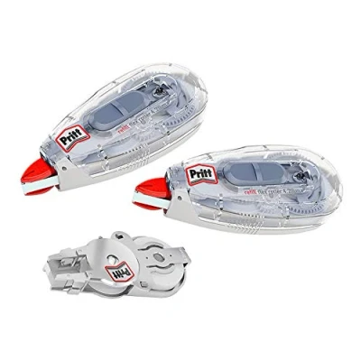 Afbeelding van Pritt 9HPRR4HP1X Premium correctieroller Refill Flex, direct overschrijfbaar, flexibele punt, bandlengte 12 m, bandbreedte 4,2 mm, voordeelset met 2 navulbare rollers en 1 navulling