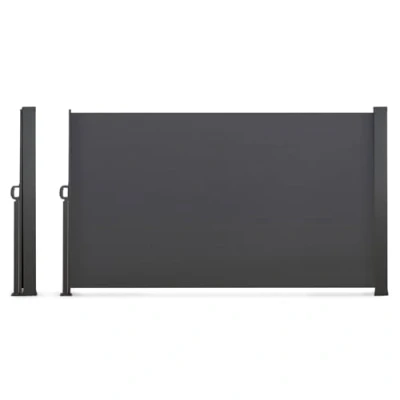 Afbeelding van IDMarket Paravent voor buiten, intrekbaar, 200 x 400 cm, grijs/antraciet, zijluifel