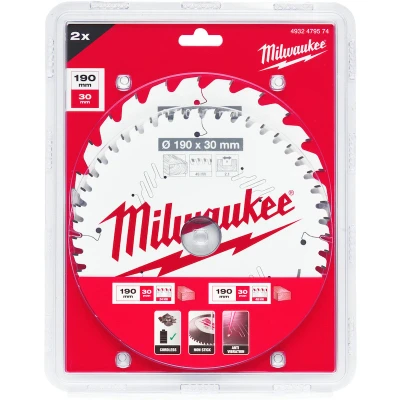 Afbeelding van Milwaukee Accessoires Cirkelzaagblad 190 x 30 mm Twin Pack (2 delig) 4932479574