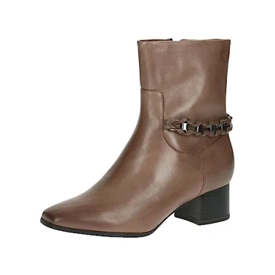 Afbeelding van CAPRICE Dames enkellaarsjes met hak Memotion van leer Elegant breedte G, Taupe Nappa, 41 EU