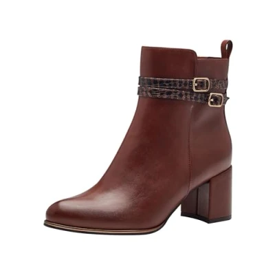 Afbeelding van MARCO TOZZI Dames Bootie Zip+Slip 2 25332 43 Enkellaarzen, Cognac Kam, 38 EU