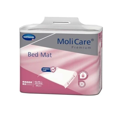 Afbeelding van MoliCare Premium Bed Mat 7 drops: bedinleggers met absorberende kern van celstofpulp, 60x90 cm, vleugels 4x30 stuks