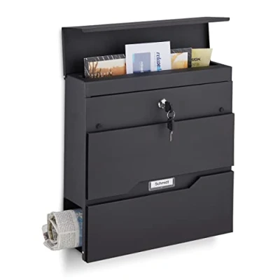 Afbeelding van brievenbus hangend met krantenrol slot en 2 sleutels 37 x 11 cm buiten